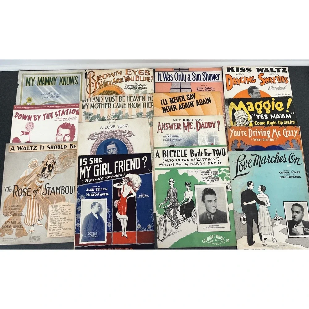 Lot of 15 Sheet Music Pieces Cover Art Musicals Movies Crafts Scrapbooking